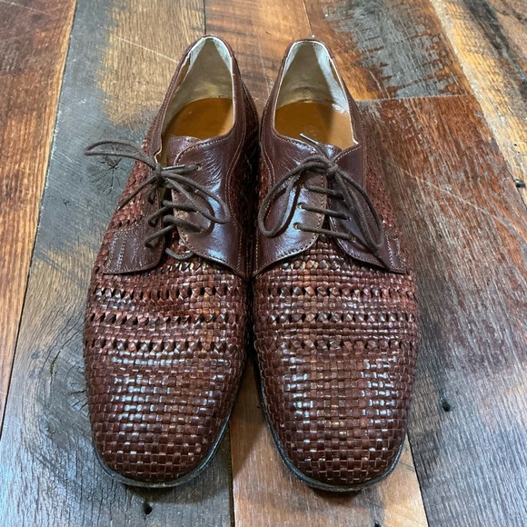 a. testoni Handmade Woven Leather Derby Shoes Brown EU 45 (US 12) –Made in Italy main image 9